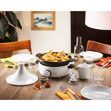 Tajine électrique céramique 4 personnes 1000 W blanc Simeo - Mathon - 2