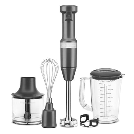 Mixeur plongeant 5 vitesses 180 W noir mat Kitchenaid 5KHBV83EBM Kitchenaid - Mathon - 1