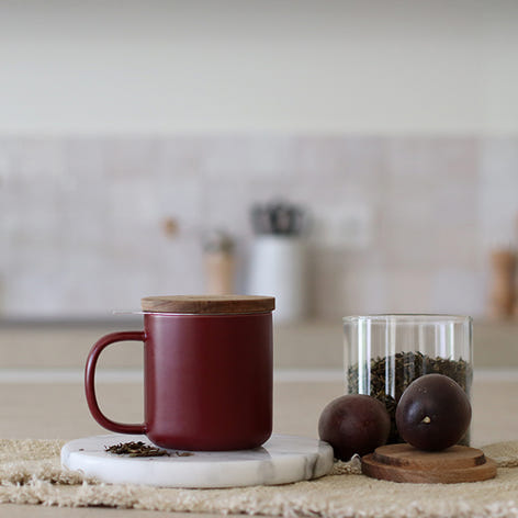 Tisanière mug Juliet en grès bordeaux 300 ml Ogo - Mathon - 2
