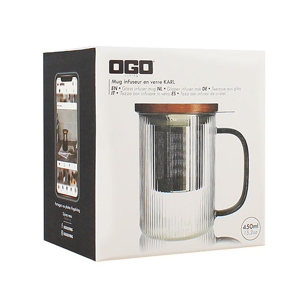 Tisanière mug Karl en verre borosilicate anse gris fumé 475 ml Ogo - Mathon - 3