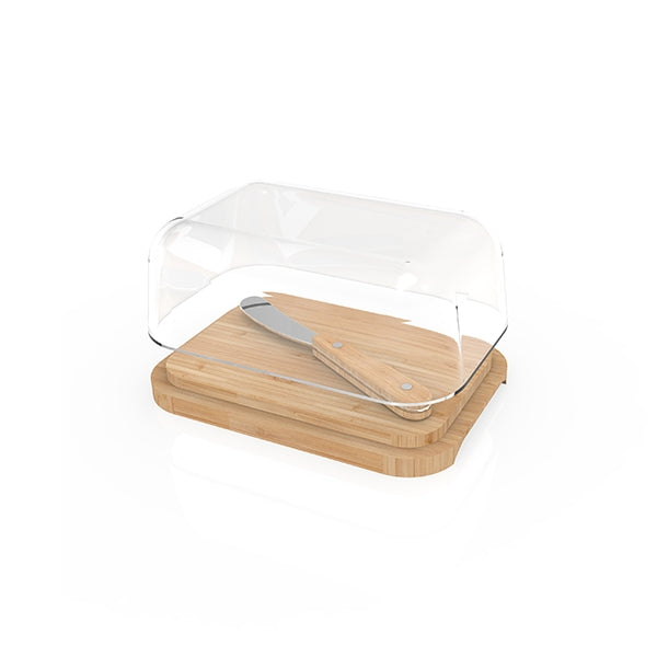 Beurrier verre bambou avec couteau Pebbly - Mathon - 1