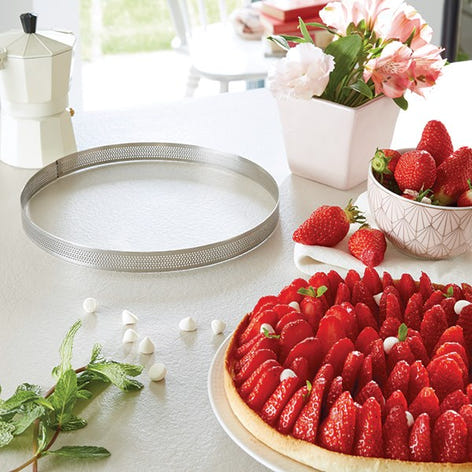 Cercle à tarte perforé en inox rond 24 cm Mathon - Mathon - 1