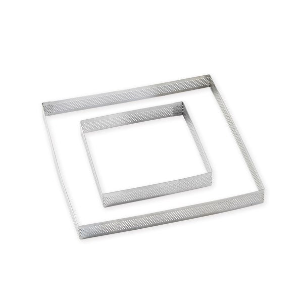 Lot de 2 cercles à tarte perforés en inox carré 12 et 20 cm Mathon - Mathon - 1