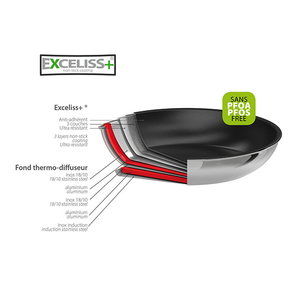 Lot 2 poêles inox antiadhérentes Castel