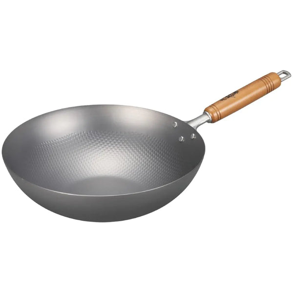 Summit Nitride Embossed Iron Beijing Wok Heavy-Duty Stir Fry Pan 11.8"