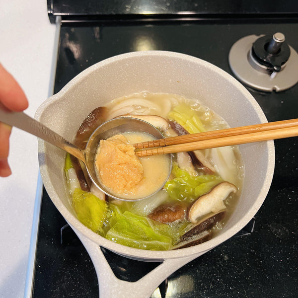 dissolving the miso paste